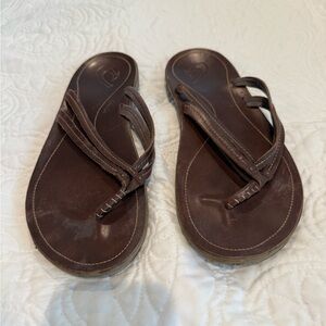OluKai Brown Leather Sandals